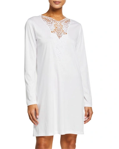 Zimmerli Sea Island Lace-inset Sleepshirt In White