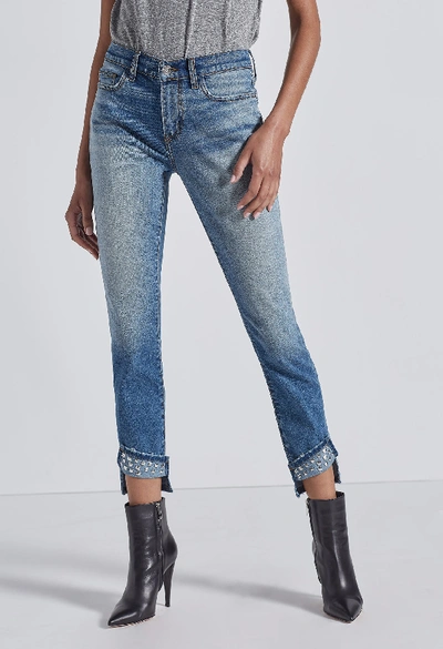 Current Elliott The Turnt Ankle Skinny Stiletto Jeans In Keeling W,studded Cuff