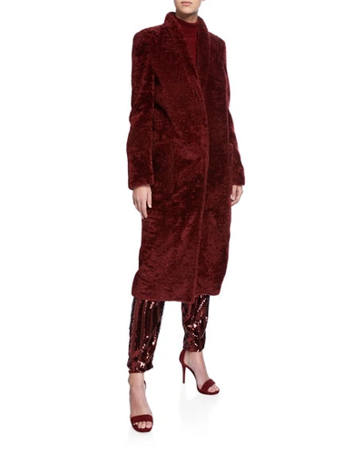 Sally Lapointe Tailored Shearling Coat In Red