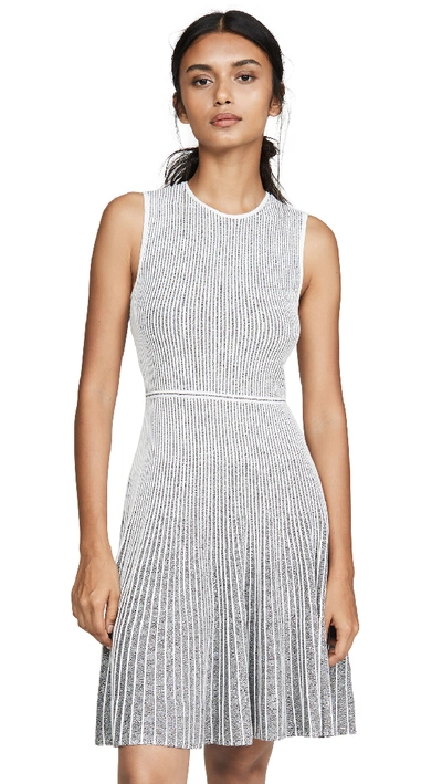 Theory Novelty Pleated Prosecco Flare Dress In White/black