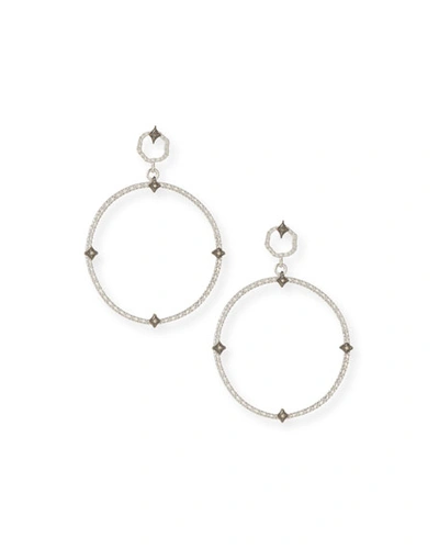 Armenta New World Diamond Crivelli Front-facing Hoop Earrings In Silver