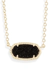 Kendra Scott Elisa Pendant Necklace In Gold/ Black Drusy