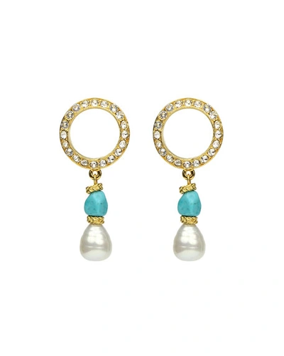Ben-amun Pearly Turquoise-stone Dangle Earrings In Blue