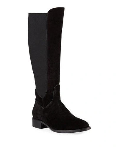 Aquatalia Nanon Stretch-suede Knee Boots In Black
