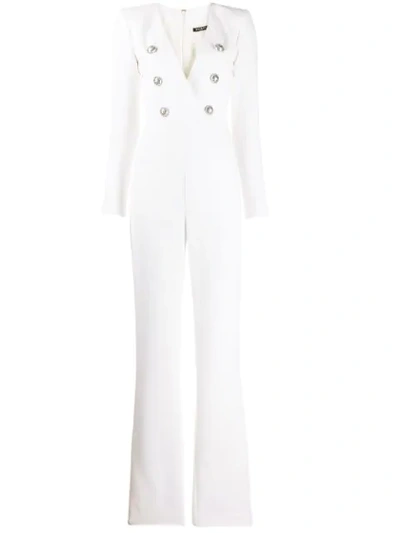 Balmain Double-breasted Jumpsuit In White