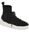 Jslides Jilly High Top Sneaker In Black Knit Fabric