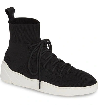 Jslides Jilly High Top Sneaker In Black Knit Fabric