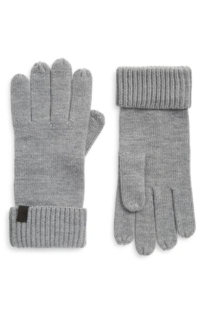 Allsaints Merino Wool Gloves In Grey Marl