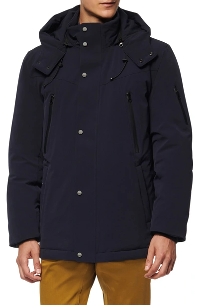 Andrew Marc Torbeck Water Resistant Hooded Down Jacket In Midnight