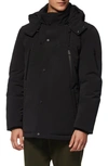 Andrew Marc Torbeck Water Resistant Hooded Down Jacket In Black