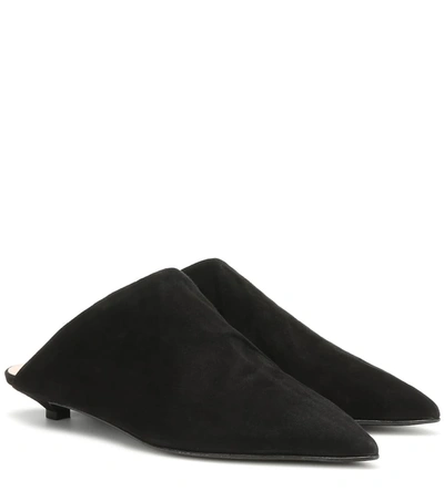 Acne Studios Brion Shearling-lined Suede Point-toe Mules In Black