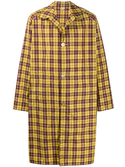 Gucci Oversized Logo-print Checked Nylon Raincoat In Yellow