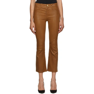 Frame Le Crop Mini Boot Leather Jeans In Brown