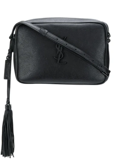 Saint Laurent Medium Lou Logo Plaque Crossbody Bag In Black