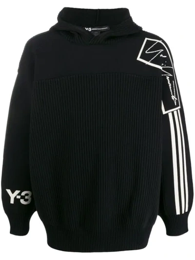 Y-3 Tech Knit Wool-blend Logo Hoodie In Black