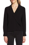 Vince Camuto Notch-collar Faux-wrap Top In Rich Black