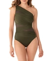 Miraclesuit Network Jena One-shoulder Allover-slimming One-piece Swimsuit Women's Swimsuit In Olive