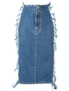Pony Stone Frayed Midi-skirt In Blue
