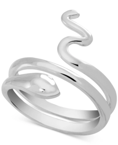 Essentials Snake Coil Ring In Silver-plate In Base Metal