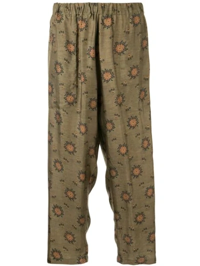 Uma Wang Floral Pattern Trousers In Green