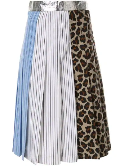 Msgm Paneled Pleated Skirt In Multicolour