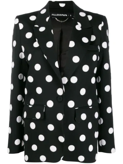 Filles À Papa Tailored Polka Dot Viscose Blend Jacket In Black