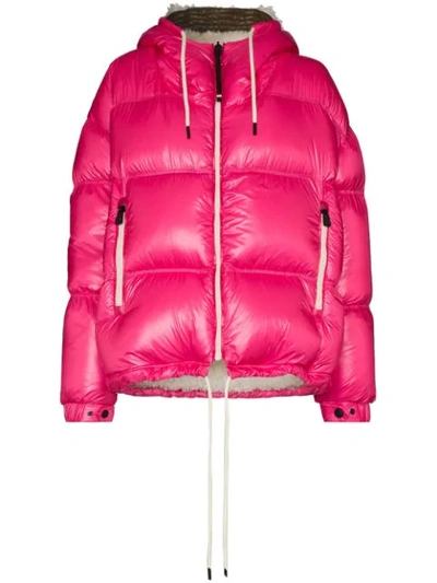 Moncler Hufi Plume Nylon Down Jacket In Pink