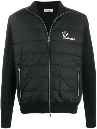 Moncler Tricot Knit & Nylon Down Jacket In Black