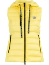 Moncler Padded Hooded Waistcoat In Yellow