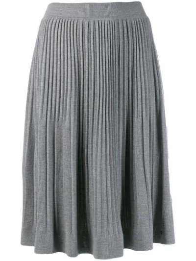 Calvin Klein Pleated Midi Skirt In Grey