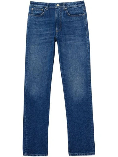 Burberry Mid-rise Logo Patch Jeans In Blue