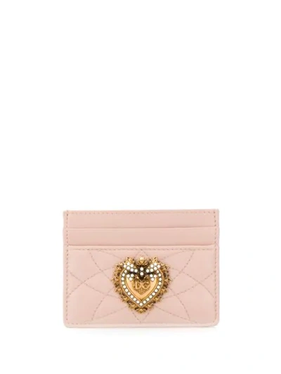 Dolce & Gabbana Devotion Embellished Cardholder In Pink