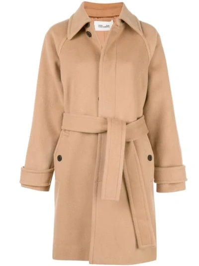 Diane Von Furstenberg Lia Belted Coat In Brown