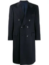 Kiton Double-breasted Coat In Blue