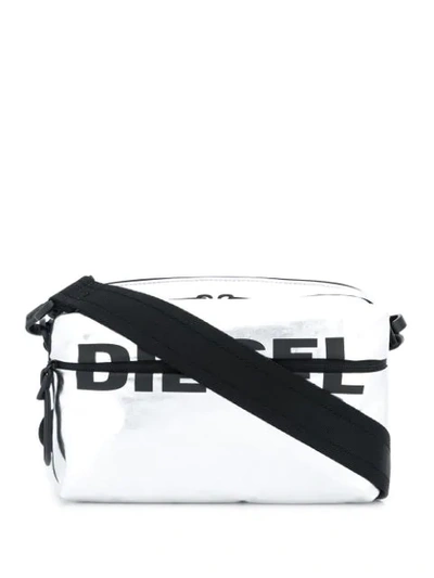 Diesel Logo Print Crossbody Bag In Metallic