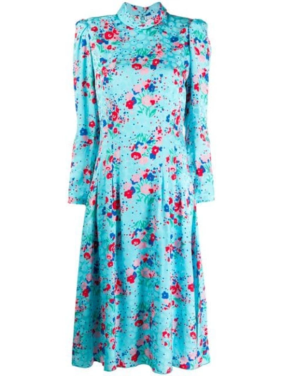 Marc Jacobs Floral Print Dress In Blue