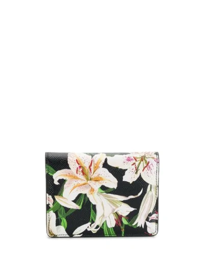 Dolce & Gabbana Lily Print Wallet In Black
