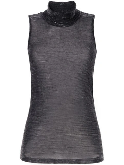 Dondup Roll-neck Sleeveless Top In Silver