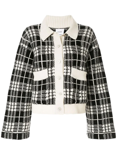Barrie Check Embroidered Cardigan In Black