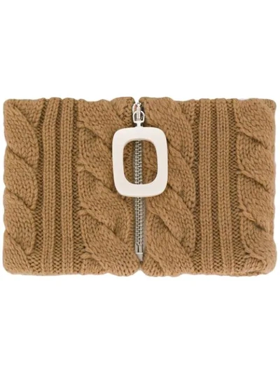 Jw Anderson Cable Knit Neckband In Brown
