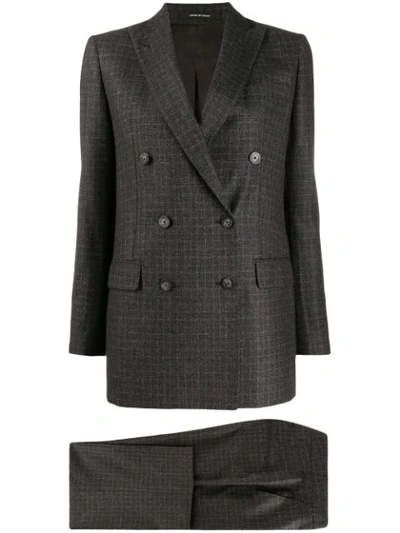 Tagliatore Checked Two Piece Suit In Grey