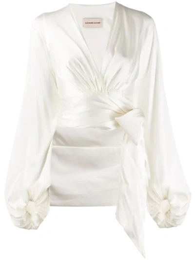 Alexandre Vauthier Wrapped Crop Blouse In White