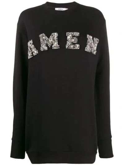 Amen Long Embellished Sweater In 009 Black