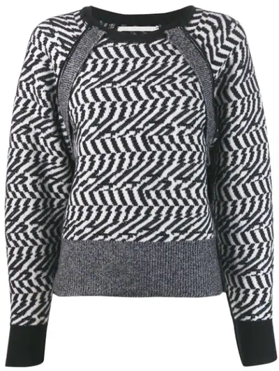 Stella Mccartney Herringbone Glitch Sweater In Black