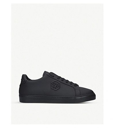 Philipp Plein Lo-top Sneaker In Black Leather With Side Logo