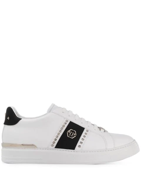 Philipp Plein Lo-top Sneaker In White Leather With Side Studs | ModeSens