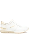 Michael Kors Allie Sneaker In White Leather With Gold Details In Bianco