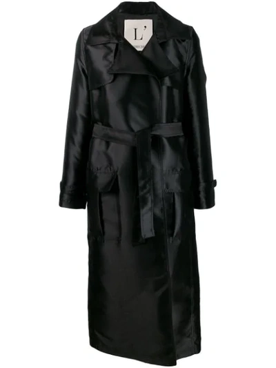 L'autre Chose Long Belted Trench Coat In Black