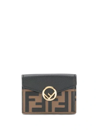 Fendi F Micro Trifold Wallet In Nero