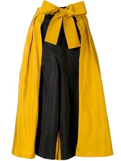 Rosie Assoulin Superhero Two-tone Silk Culottes In Yellow